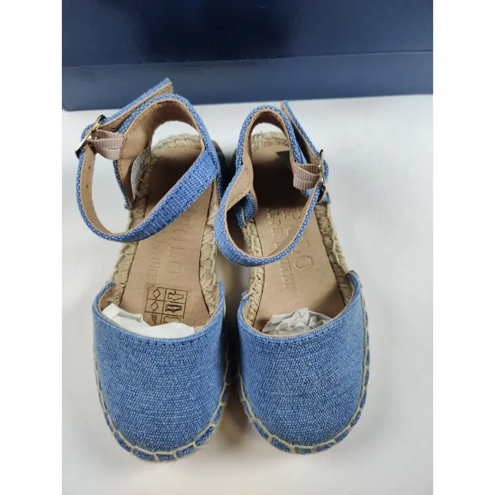 Polo Ralph Lauren Toddler Espadrille Blue Holbrook Girl's Size 6 Canvas Sandals